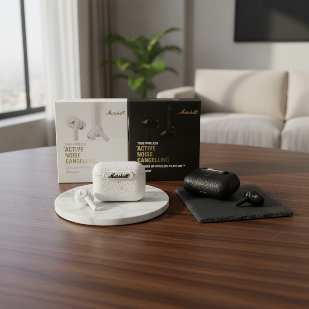 Marshall True Wireless Bluetooth Earbuds Noise Cancelling 20H Playtime