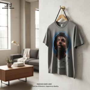 BC Street Wear Washed Dark Gray Graphic T‑Shirt