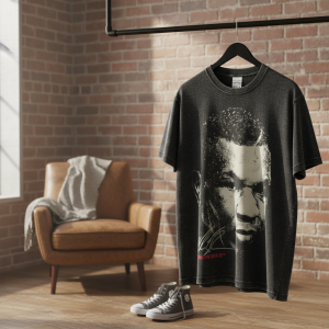 Vintage Washed Graphic Oversized Cotton T-Shirt Black