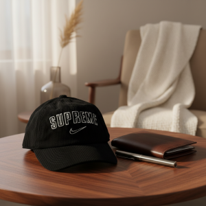 Supreme Black Corduroy Adjustable Baseball Cap