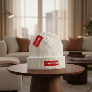 Supreme White Knit Beanie Winter Warm Hat