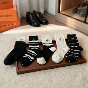 Louis Vuitton Men Women Cotton Crew Socks 5 Pairs