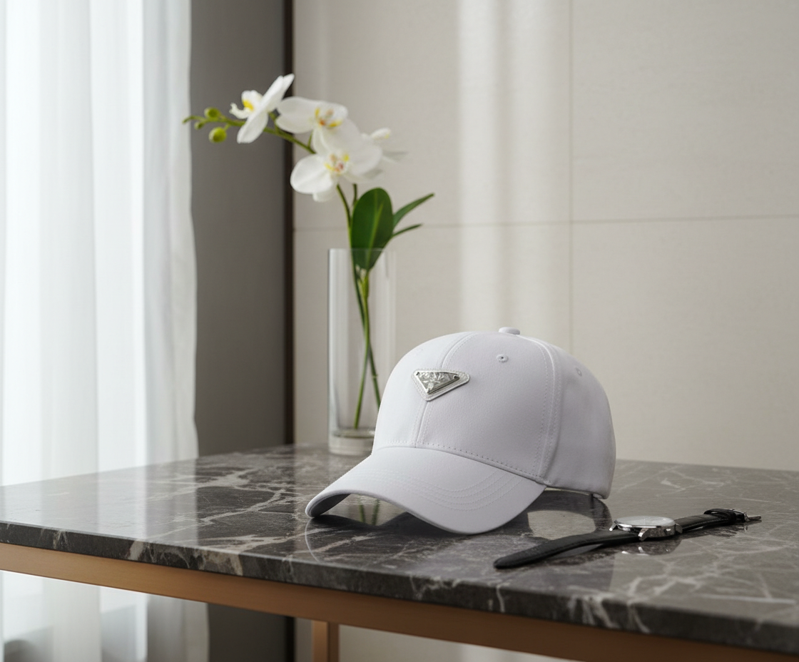 Prada White Cotton Adjustable Baseball Cap