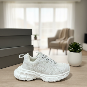 Balenciaga White Mesh Chunky Sneakers for Men Women