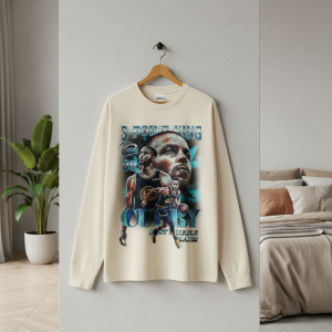Basketball Graphic Long Sleeve Streetwear T-Shirt Cream