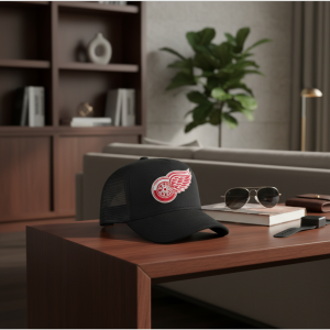 Corteiz Black Trucker Hat Red Wing Embroidery Cap