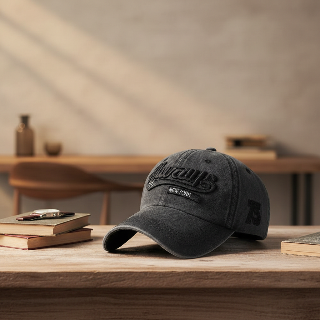 Always 75 Vintage Black Denim Baseball Cap