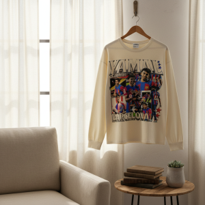 Barcelona Graphic Print Long Sleeve T-Shirt Casual Top