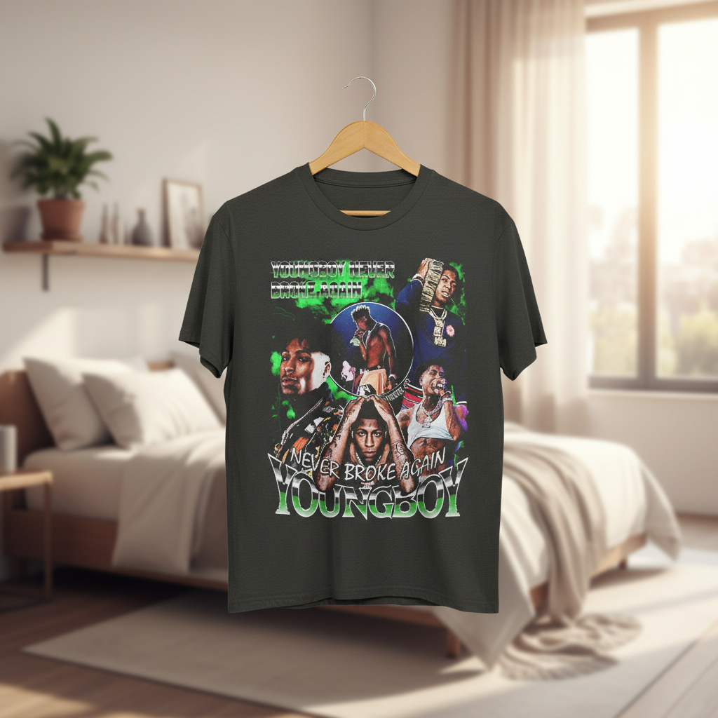 YoungBoy Graphic Print Streetwear Black T-Shirt