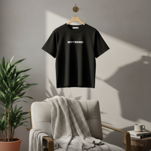 BESTFRIEND Black Casual Cotton Graphic T-Shirt