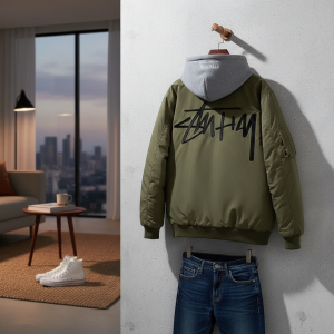 Stussy Men’s Winter Hooded Bomber Jacket Green