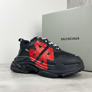 Balenciaga Triple S Black Red Chunky Sneakers Men Women