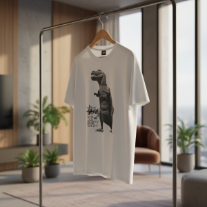 Stussy Big Meaty Dinosaur Graphic White T-Shirt