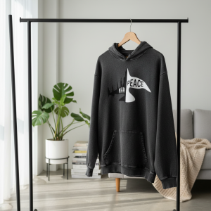 War and Peace Graphic Streetwear Black Hoodie