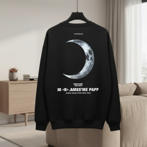 VINTYMEAS Black Crescent Moon Graphic Hoodie