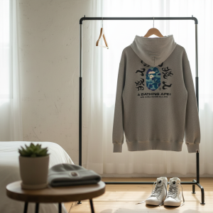 BAPE A Bathing Ape Grey Shark Camo Hoodie