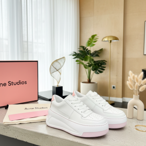 Acne Studios White Pink Sole Leather Sneakers