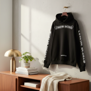 Chrome Hearts Black Gothic Print Cotton Hoodie