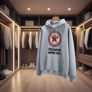 Texaco Motor Oil Logo Print Gray Hoodie
