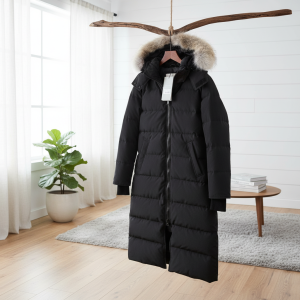 Canada Goose Long Down Jacket Black Fur Hood
