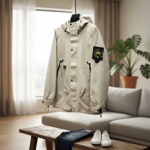 Stone Island Beige Hooded Waterproof Jacket