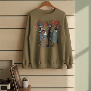 Cartoon Band Graphic Print Streetwear Brown Hoodie