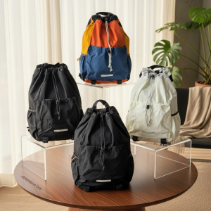 Color Block Lightweight Drawstring Backpack for Travel Outdoors