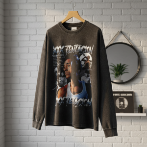 Vintage Graphic Streetwear Long Sleeve T-Shirt Black Cotton