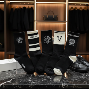 Versace Men’s Cotton Crew Socks Black White Set