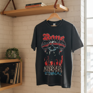 Vintage Skull Flame Graphic Black T-Shirt
