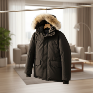 Men’s Winter Parka Jacket with Fur Hood Black