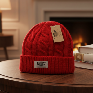UGG Red Knit Beanie Winter Warm Hat