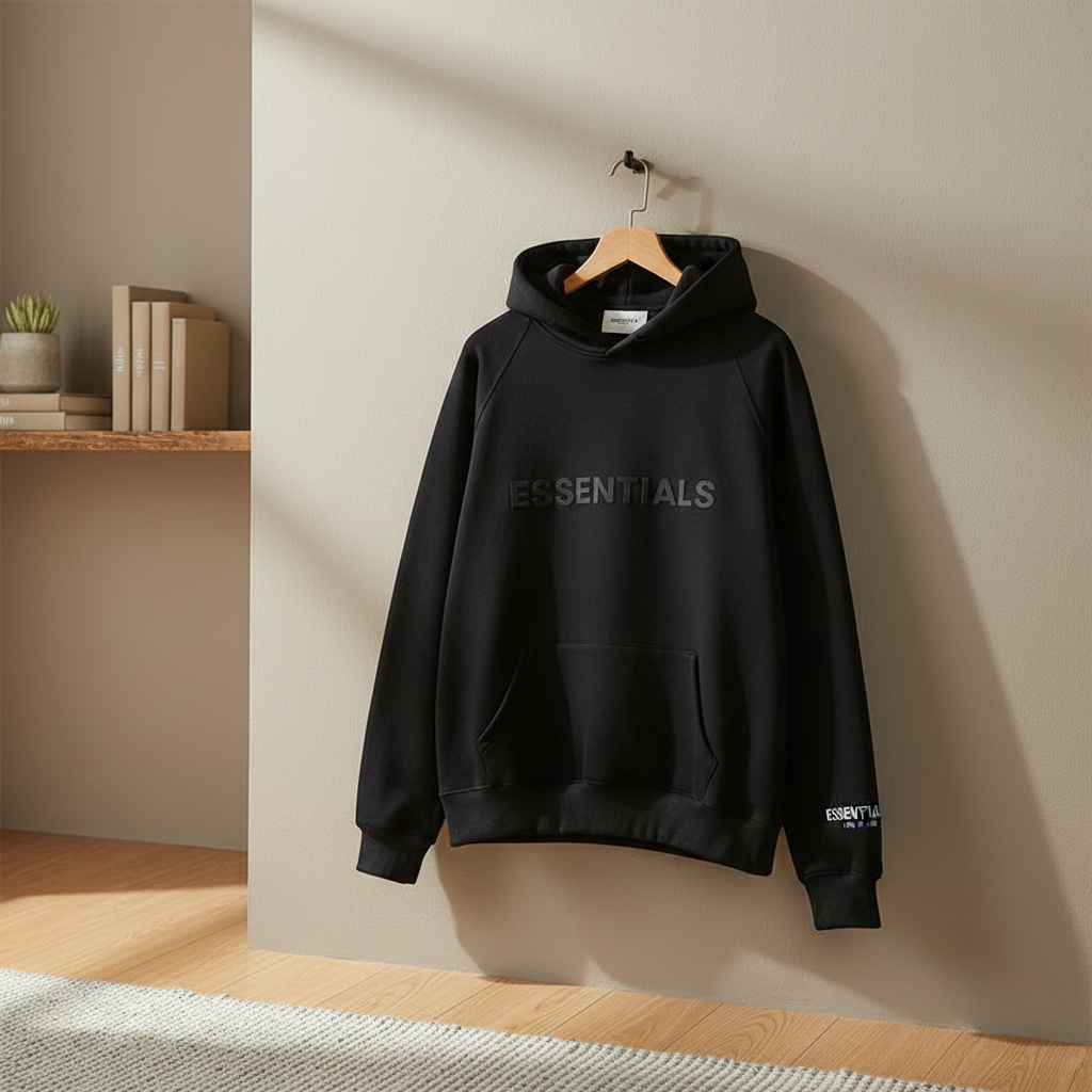 Essentials Black Pullover Hoodie Men Women Streetwear