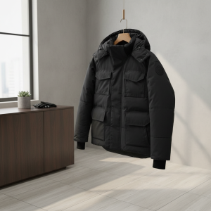 Men’s Winter Hooded Warm Parka Jacket Black Coat