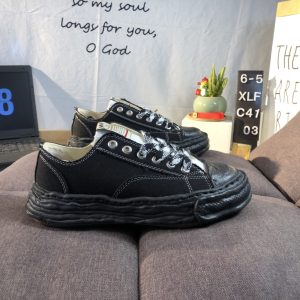 MMY Canvas Low Top Black Platform Sneakers