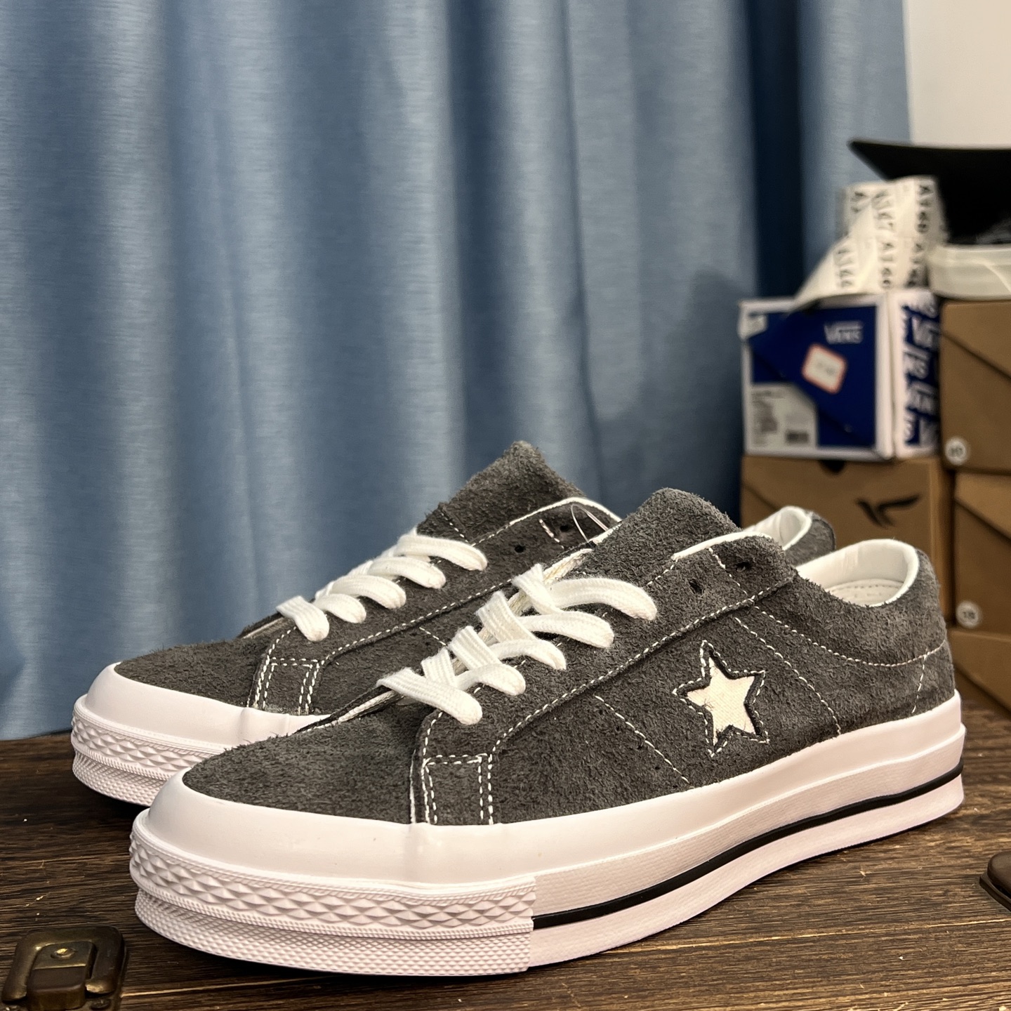 Converse One Star Gray Suede Low Top Sneakers