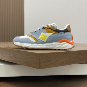 MCM Retro Running Shoes Gray Orange Yellow Sneakers