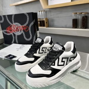 Versace Black White Leather Sneakers Men