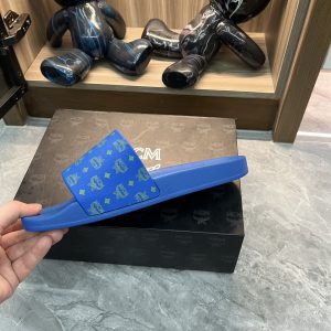 MCM Blue Logo Slide Sandals for Men
