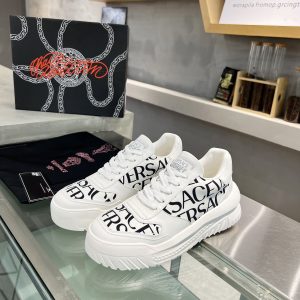 Versace White Logo Chunky Sneakers for Men Women