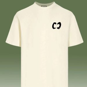 Gucci Classic Beige Cotton Logo Print T-Shirt