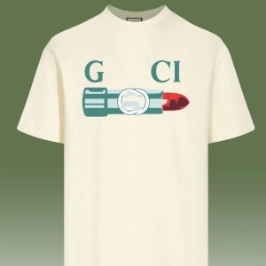 Gucci Lipstick Print Beige Casual T-Shirt