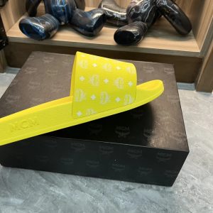MCM Yellow Logo Slide Sandals for Men
